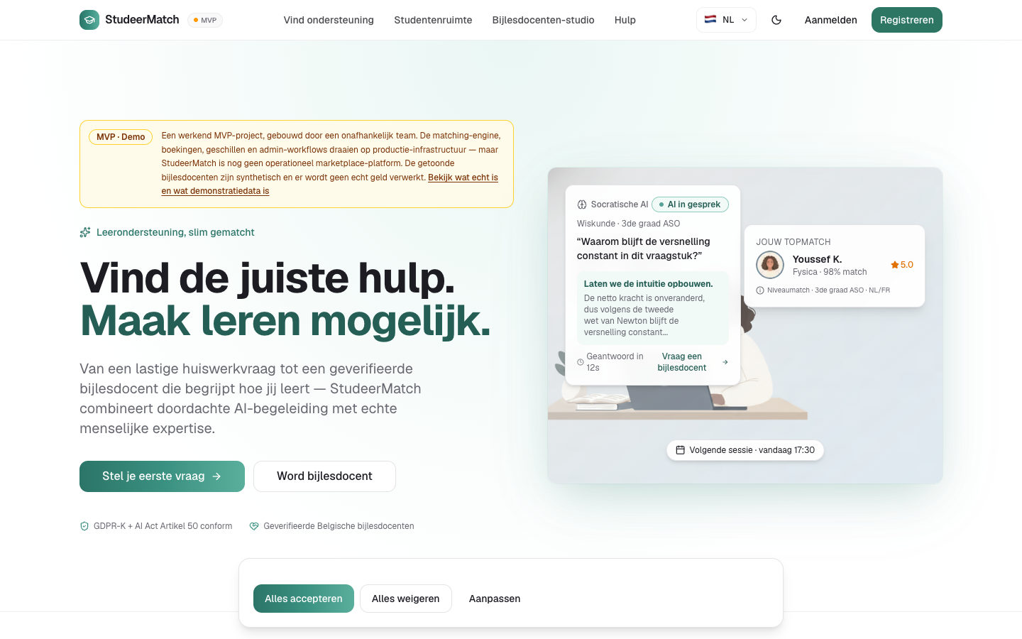 StudeerMatch β AI-assisted tutoring